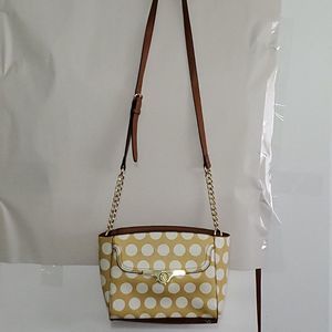 Anne Klein Crossbody Shoulder Bag Polka Dot Adjustable Strap Faux Leather Spring